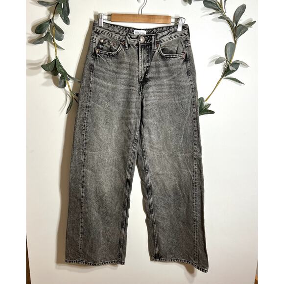 Zara Washed Black Wide Leg Jeans - Picture 1 of 6
